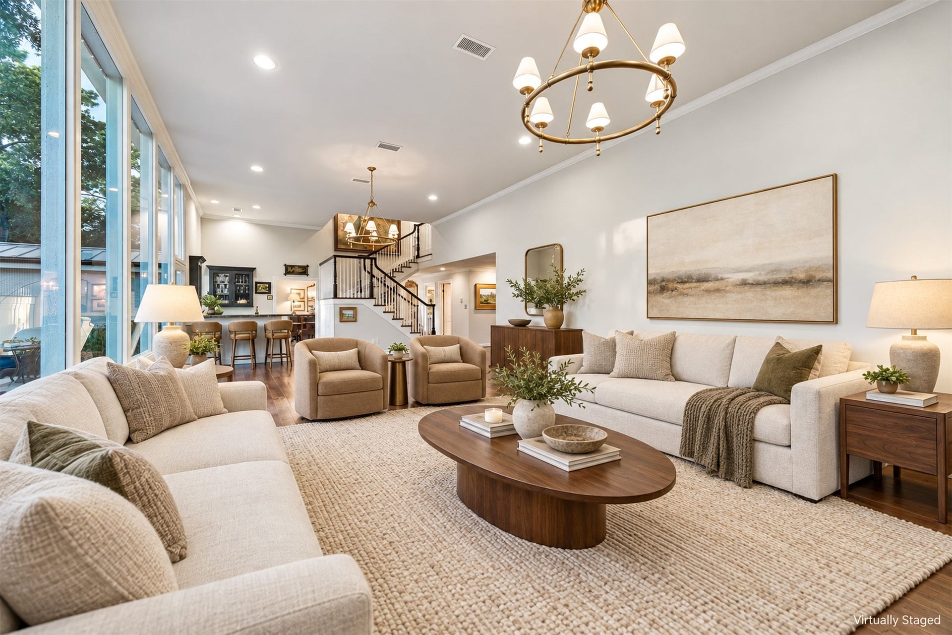 14 Stonegate Drive, Houston, TX 77024 Virtually Staged - Secondary view of living area.