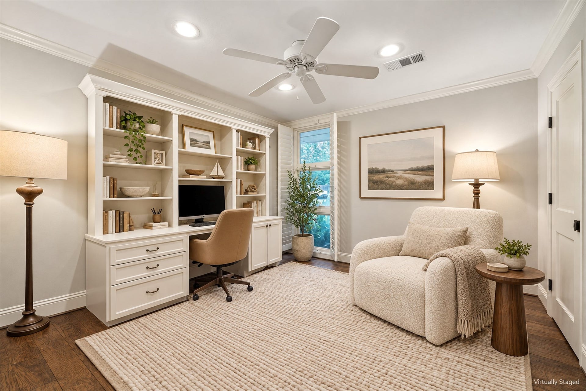 14 Stonegate Drive, Houston, TX 77024 Virtually Staged - Versatile first-floor home office with a walk-in closet, offering the perfect space to convert into an additional bedroom.