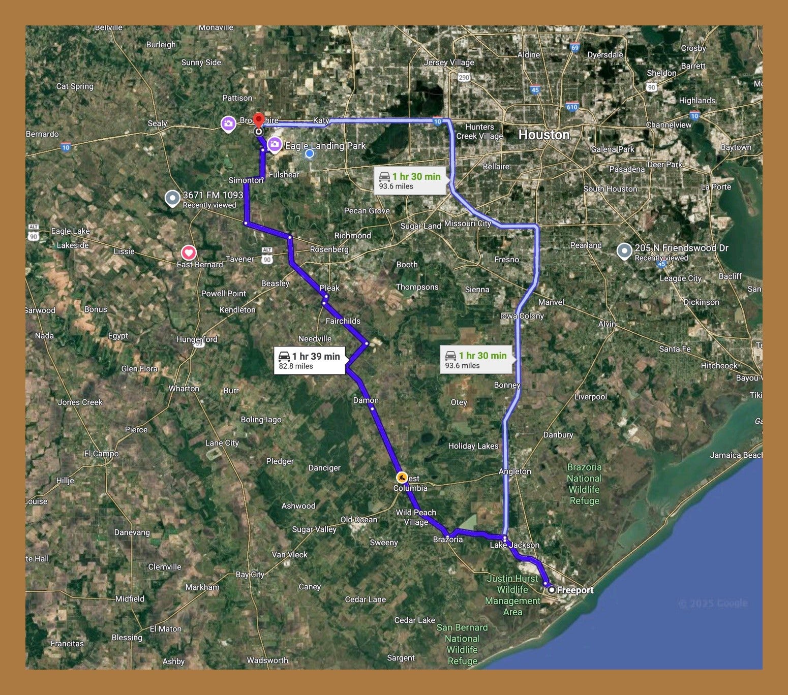 1606 FM 359, Brookshire, TX 77423 Location of the property from Freeport / Galveston Port Tx