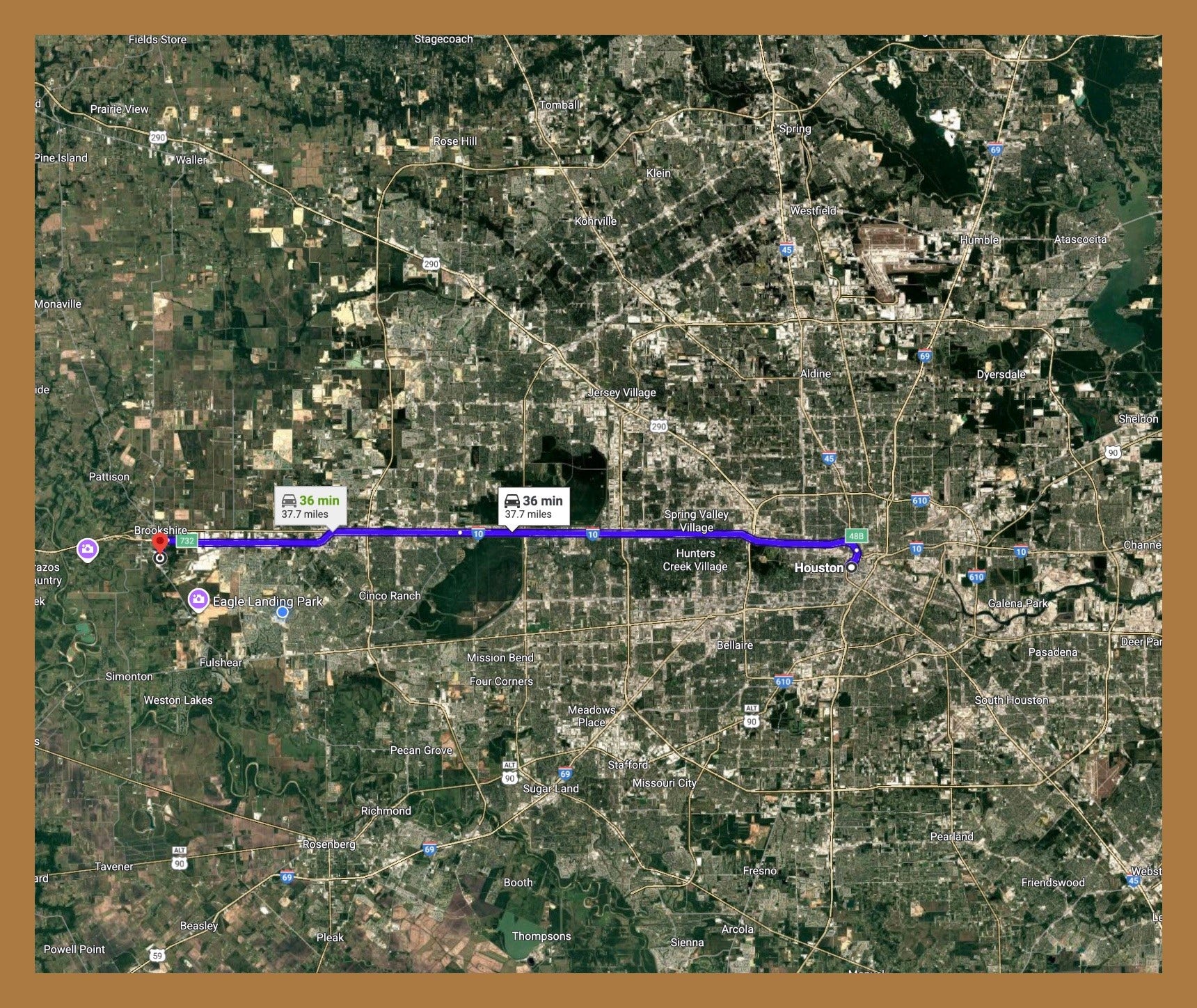1606 FM 359, Brookshire, TX 77423 Location of the property from Houston tx