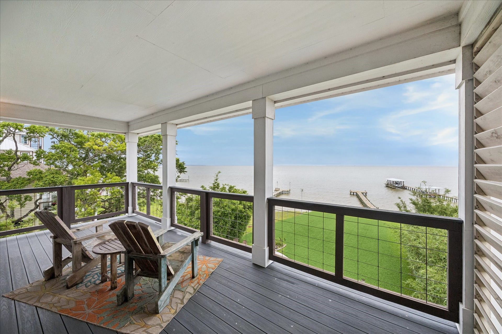 4019 Bayshore Drive Drive, Bacliff, TX 77518 Primary balcony is a wonderful place to watch all the fabulous bay storms