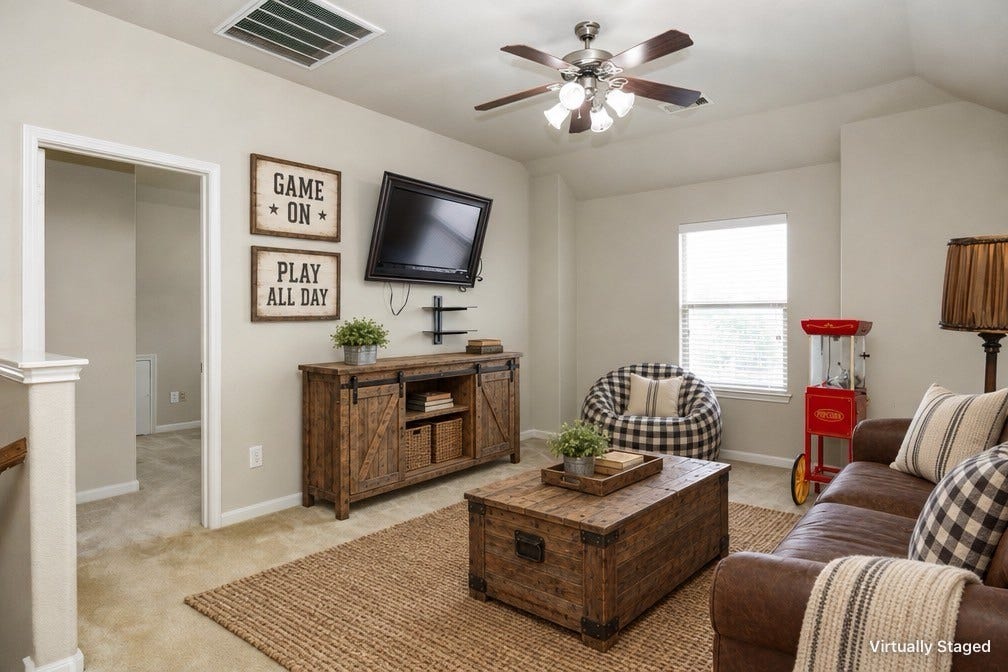 Game Room or Theatre Room Space. Imagine the possibilities - virtually staged.
