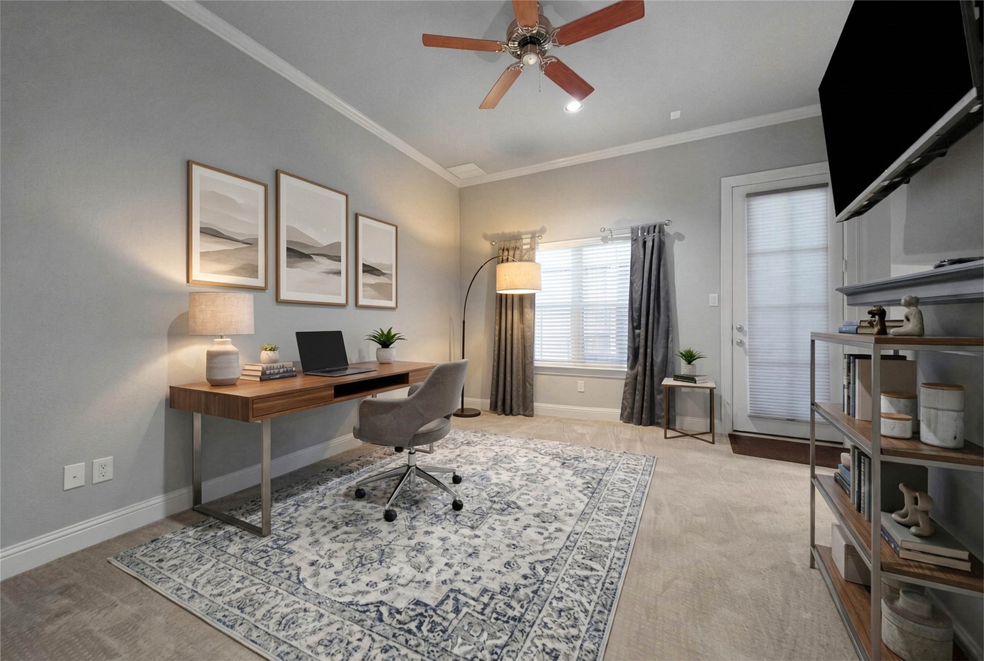 2401 Cohn Street, Houston, TX 77007 First floor bedroom virtually staged as a home office