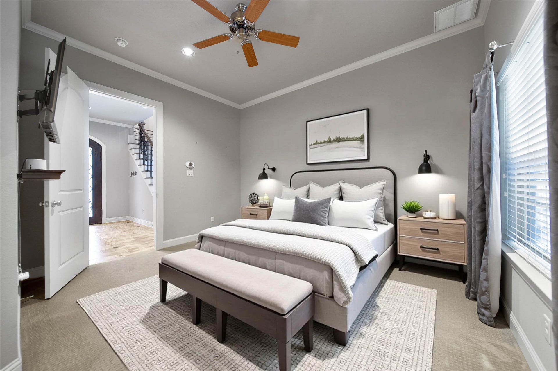 2401 Cohn Street, Houston, TX 77007 Virtually staged first floor bedroom