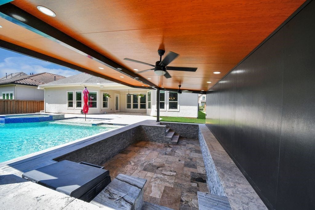 4035 Ashland Woods Drive, Spring, TX 77386 This amazing, covered area has a swim up counter from the pool with resort style pool seating!