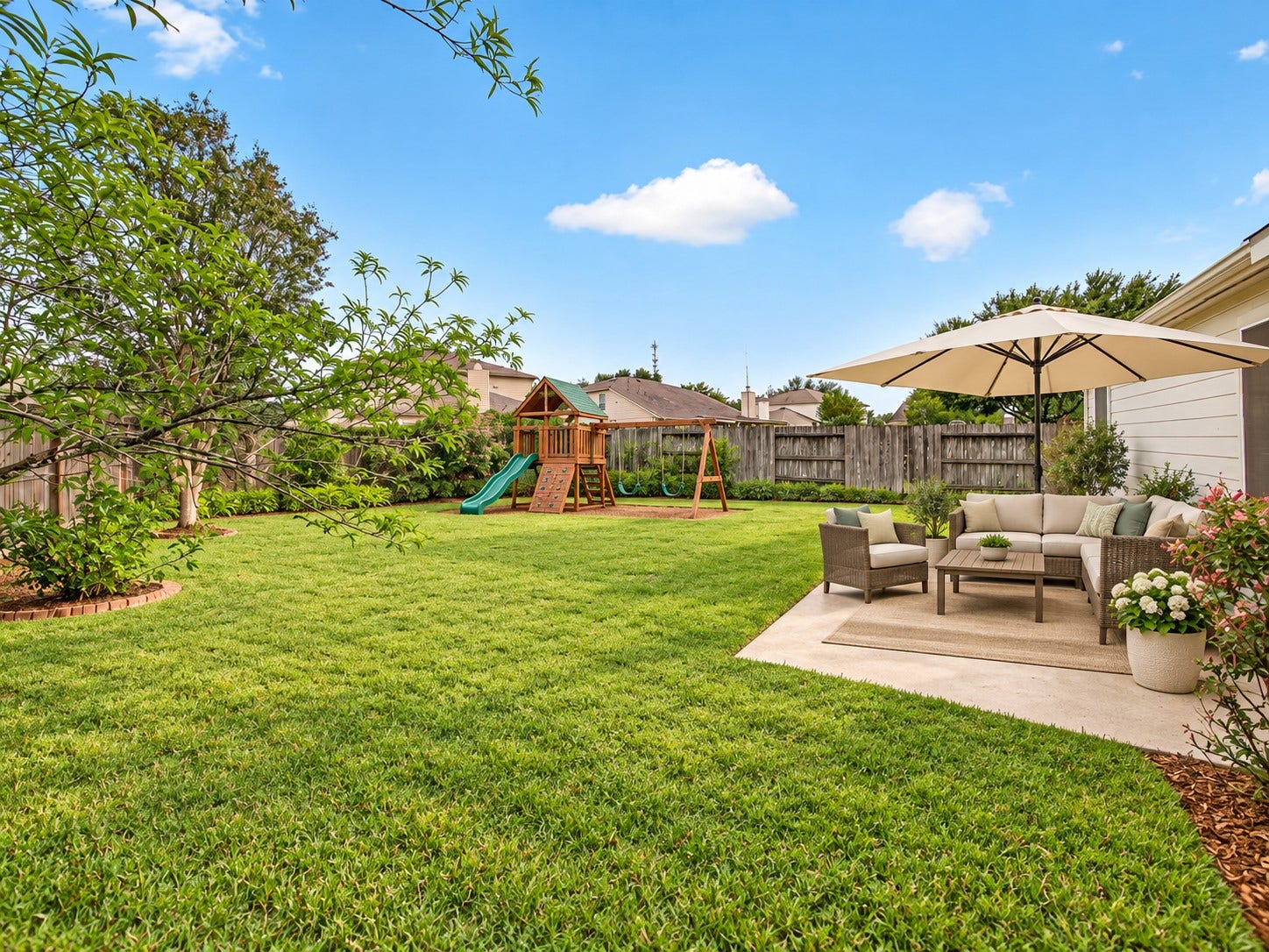 Back yard virtually staged