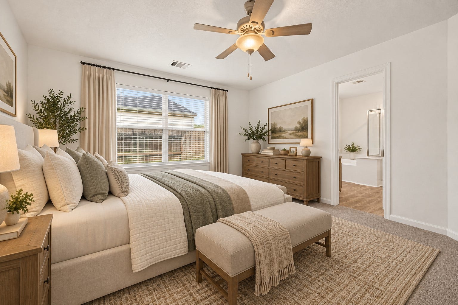 Primary bedroom virtually staged
