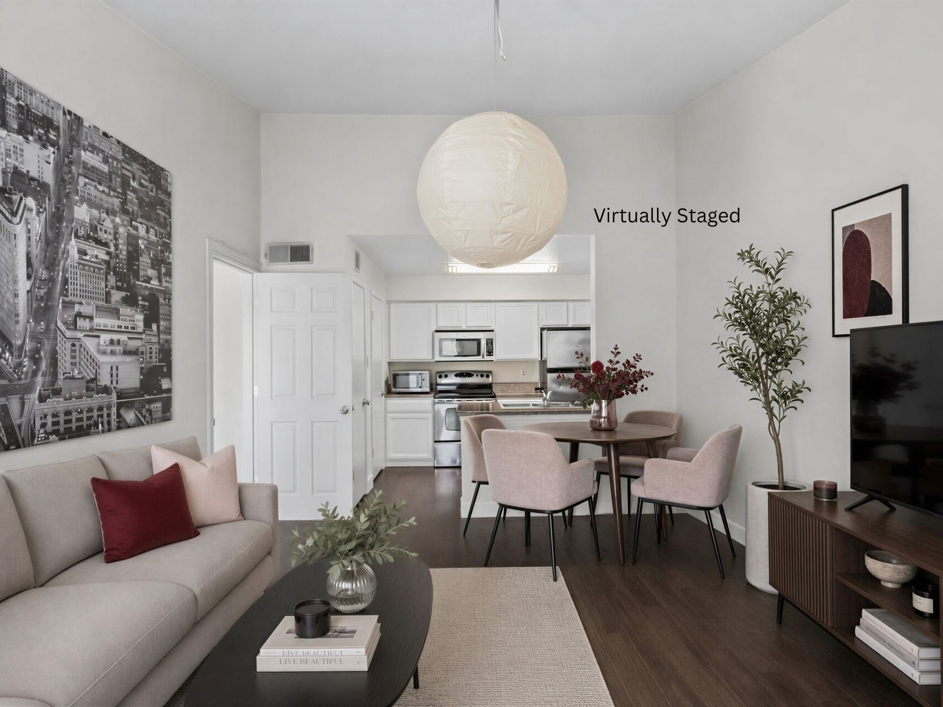3900 Woodchase Drive, #162, Houston, TX 77042 Virtually staged for visualization purposes only; furnishings are not included. The open layout allows buyers to envision how the space can be personalized.