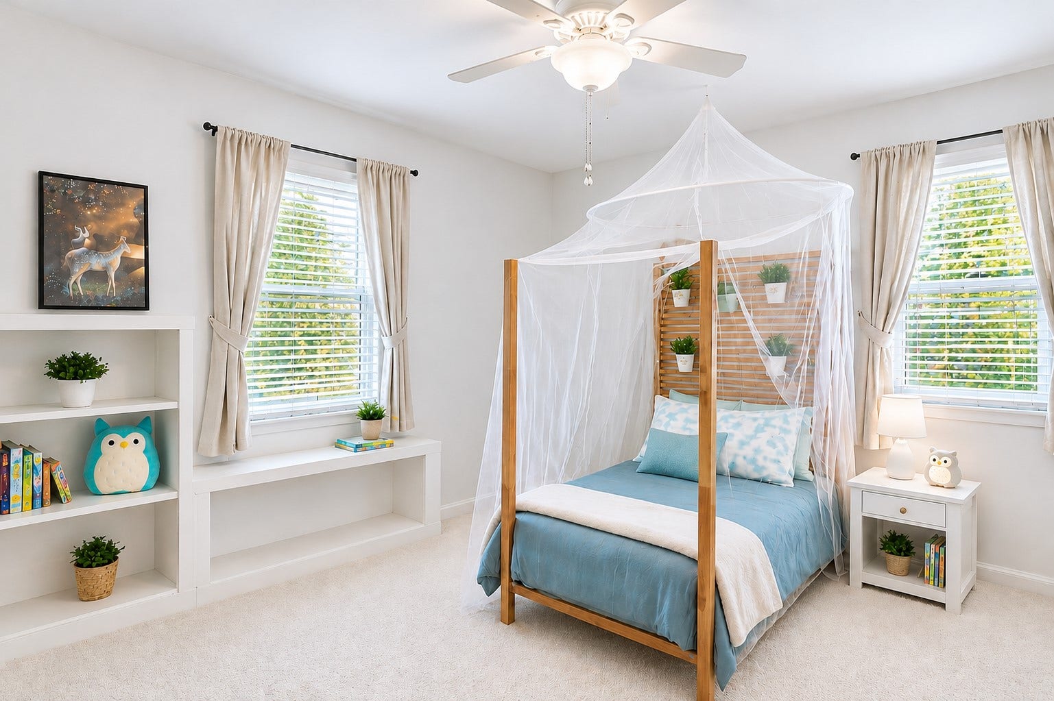 12574 Westerley Lane, Houston, TX 77077 Windows on multiple walls and a soft neutral palette make this bedroom feel open, restful, and beautifully welcoming.