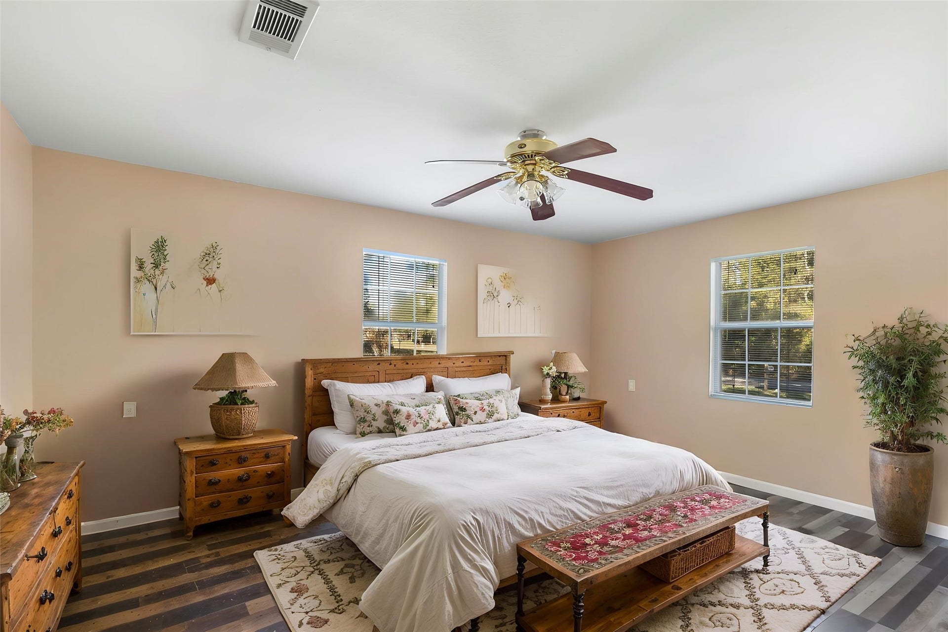 23304 E Community Drive, New Caney, TX 77357 Spacious second bedroom offers a walk-in closet and could be used for an office, gym, or media room. (This photo is virtually staged.)