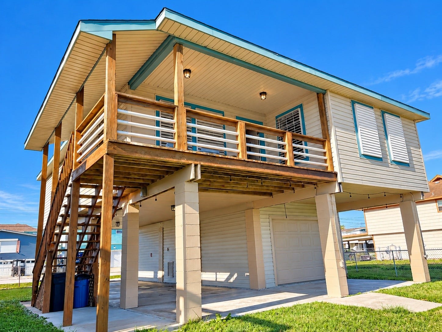Elevated home featuring large bedrooms and open floorplan.