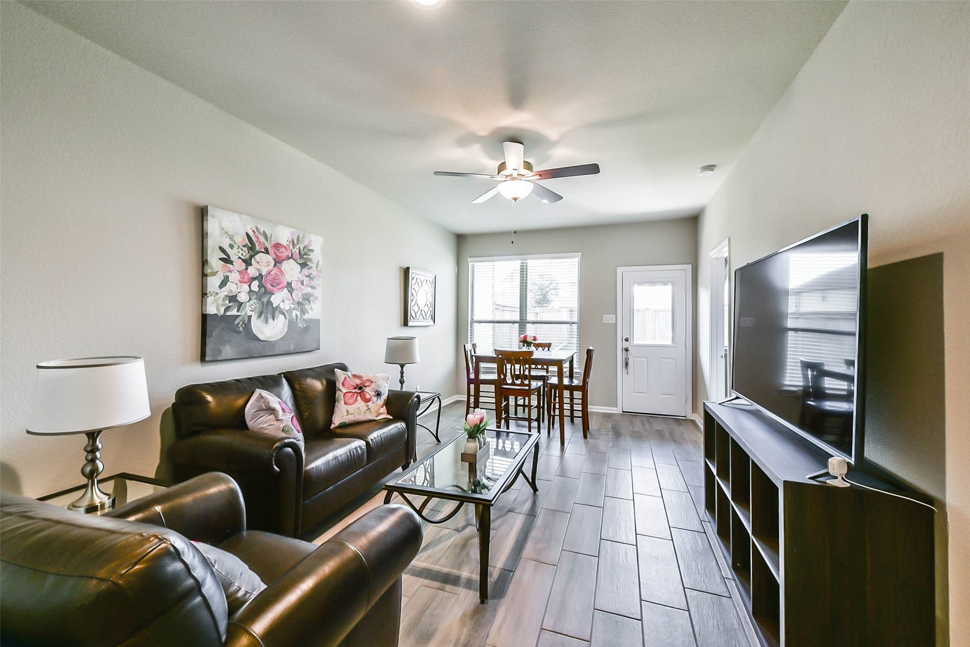 Downstairs find a living area space.
