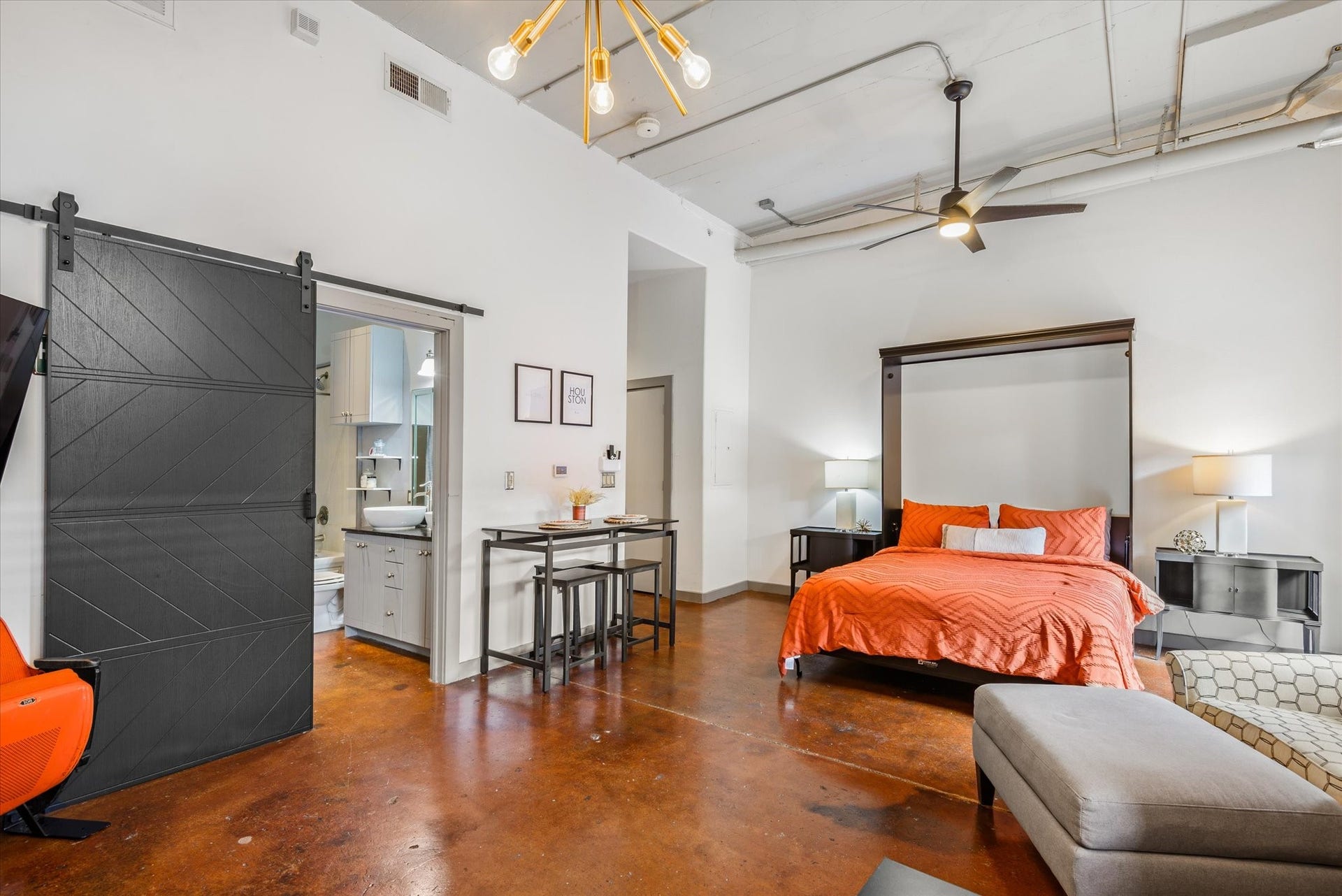 2205 Mckinney Street, #309, Houston, TX 77003 The barn door was added for charm and providing a unique feature.