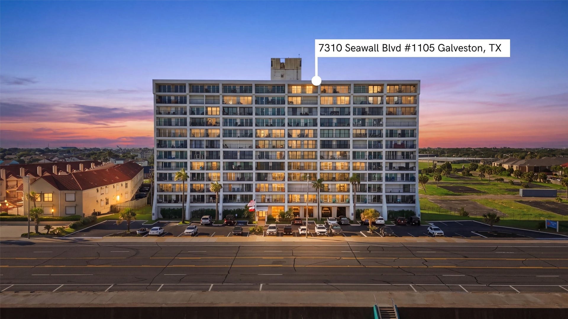 7310 Seawall Boulevard, #1105, Galveston, TX 77551 Stunning beachfront high-rise offers breathtaking sunset views and modern living at 7310 Seawall Blvd, Galveston, TX. Enjoy a prime location with easy access to the beach and local amenities.