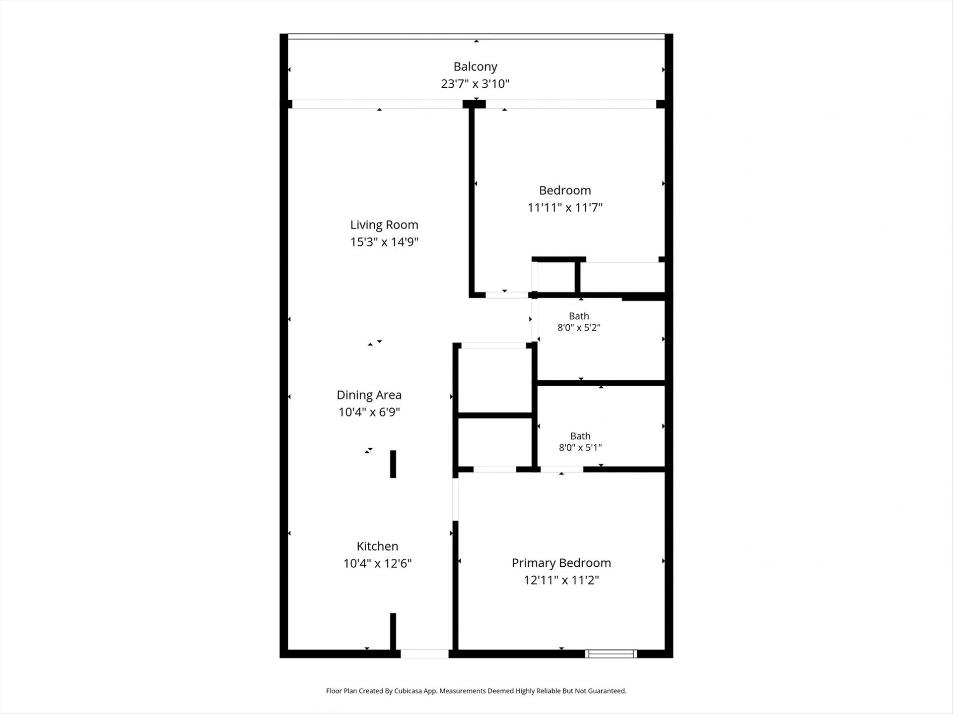 7310 Seawall Boulevard, #1105, Galveston, TX 77551 Spacious floor plan featuring a large living room with access to a generous balcony, two bedrooms, and a conveniently located kitchen and dining area. Two bathrooms provide comfort and functionality.