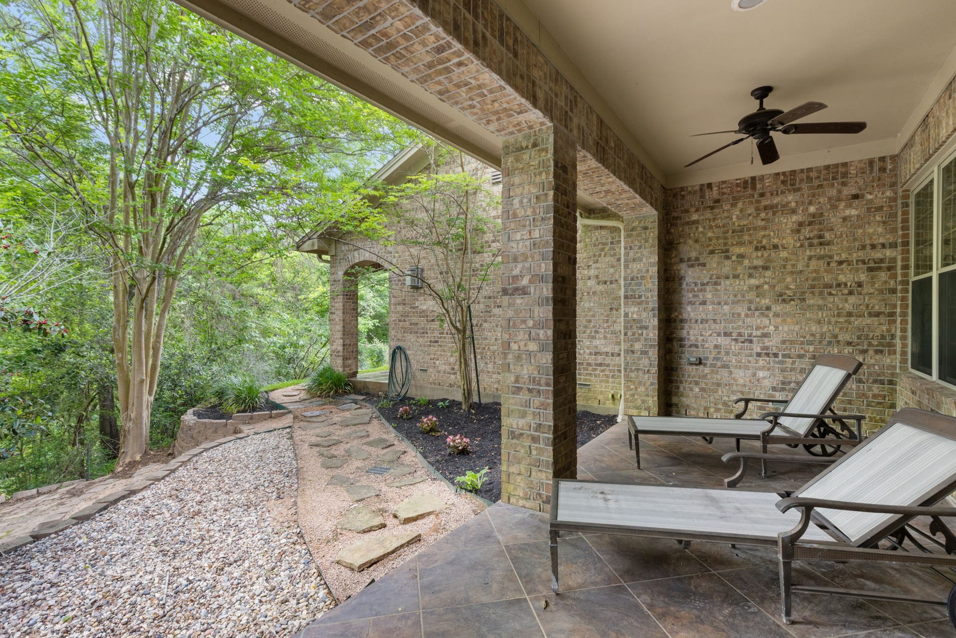 7421 Enchanted Stream Drive, Conroe, TX 77304 Private patio of primary suite.