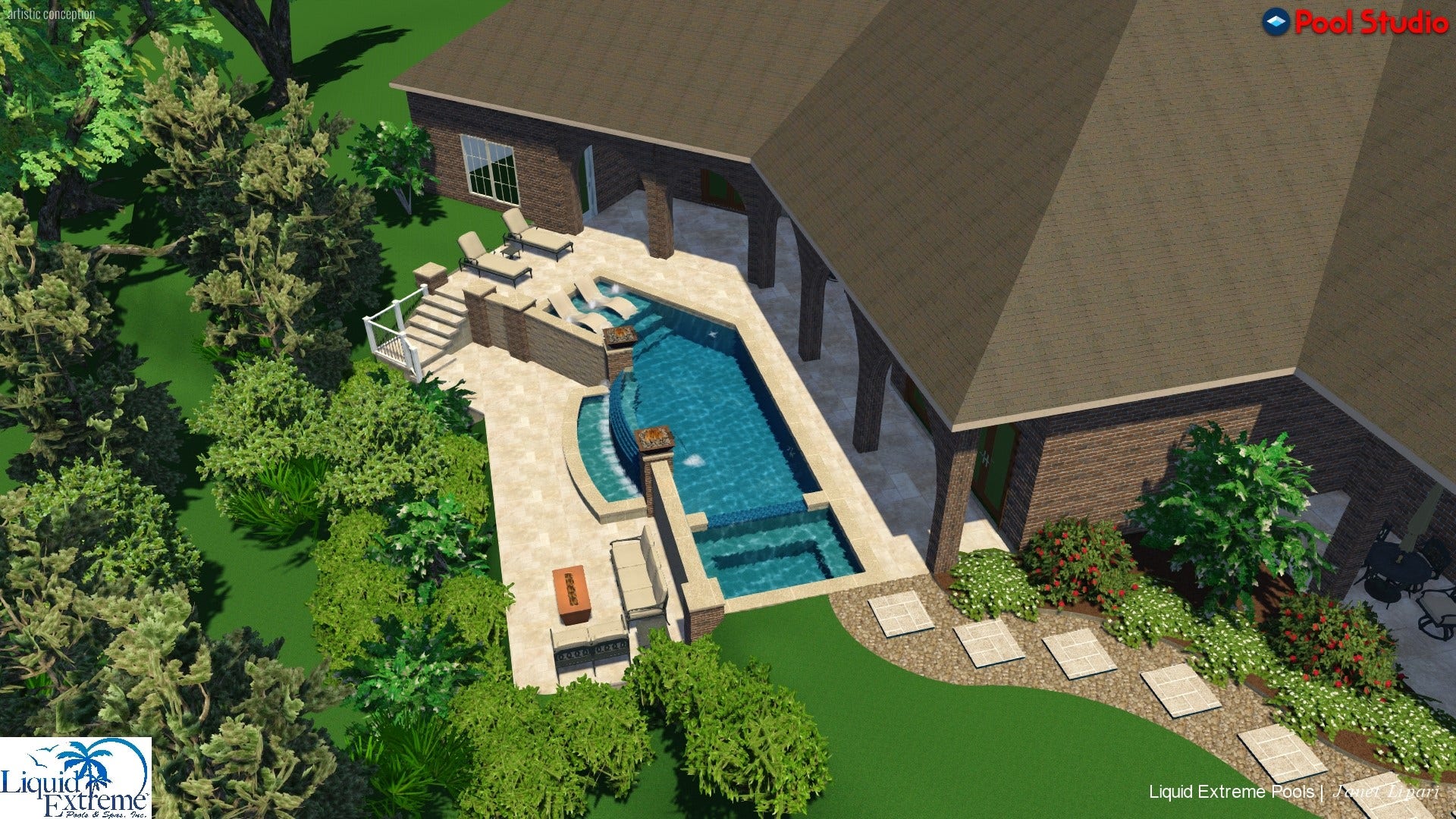 7421 Enchanted Stream Drive, Conroe, TX 77304 Pool concept 1. See Virtual tour link #2 for pool rendering video.