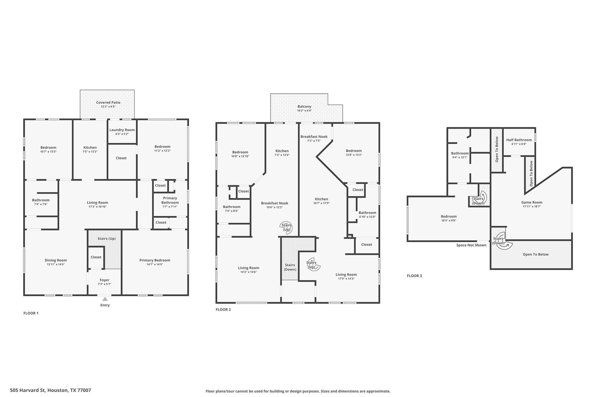 505 Harvard Street, Houston, TX 77007 Floor Plan all 3 units
