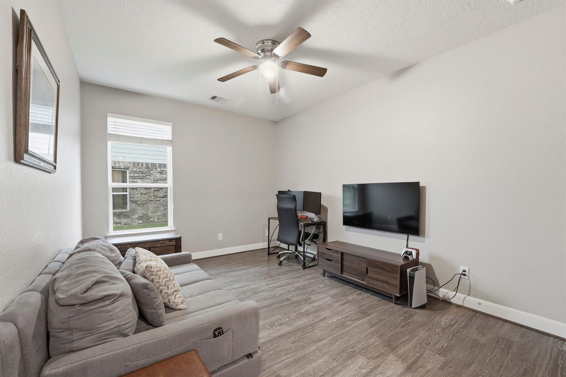 3502 Saxton Green Rd Road, Pearland, TX 77584 Flexible fourth bedroom is currently used as a home office (closet and sliding barn door shown in next photo).