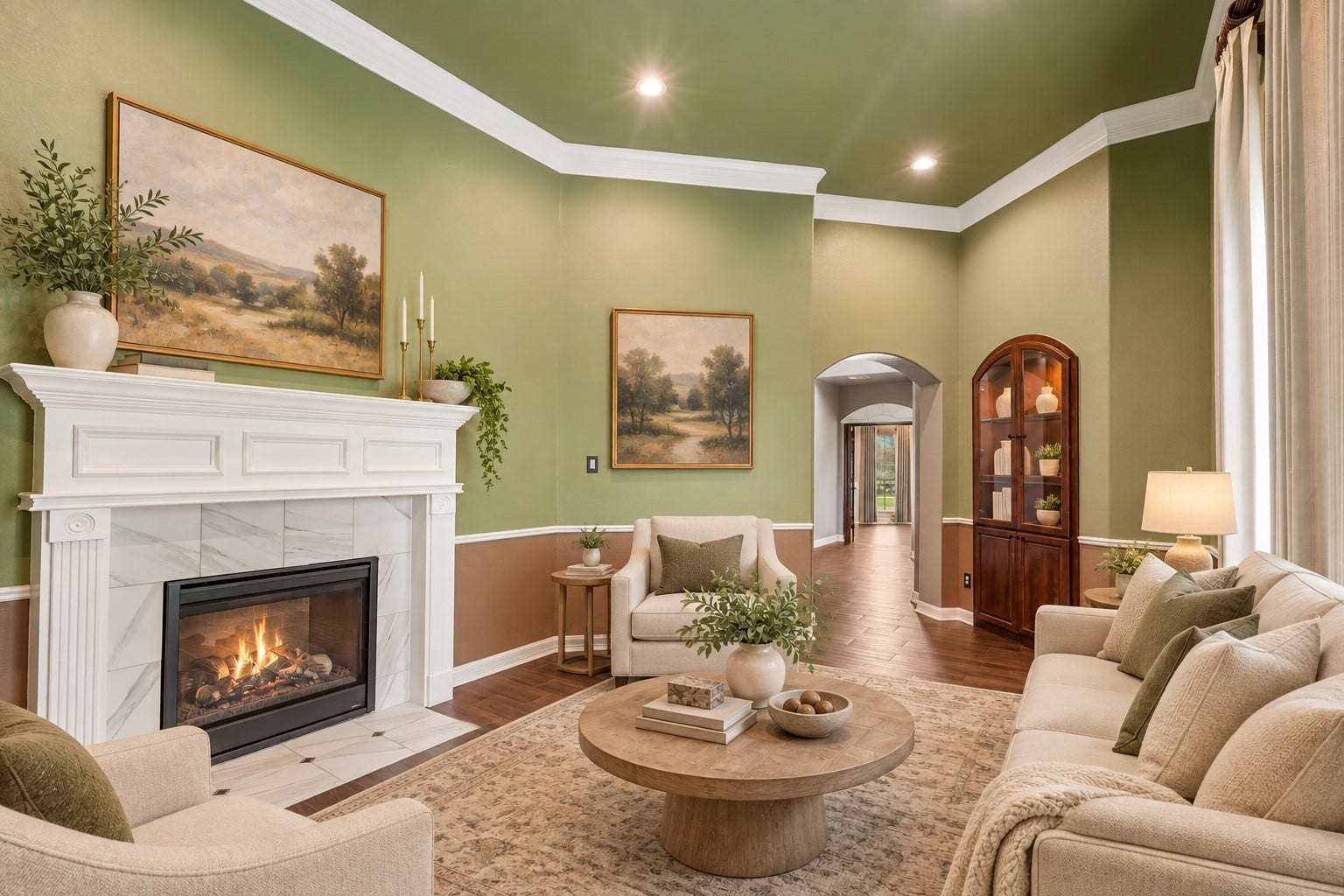 405 Old Orchard Drive, Dickinson, TX 77539 Virtually Staged. A formal sitting room or flex room off to the left of the entry with a double sided fireplace