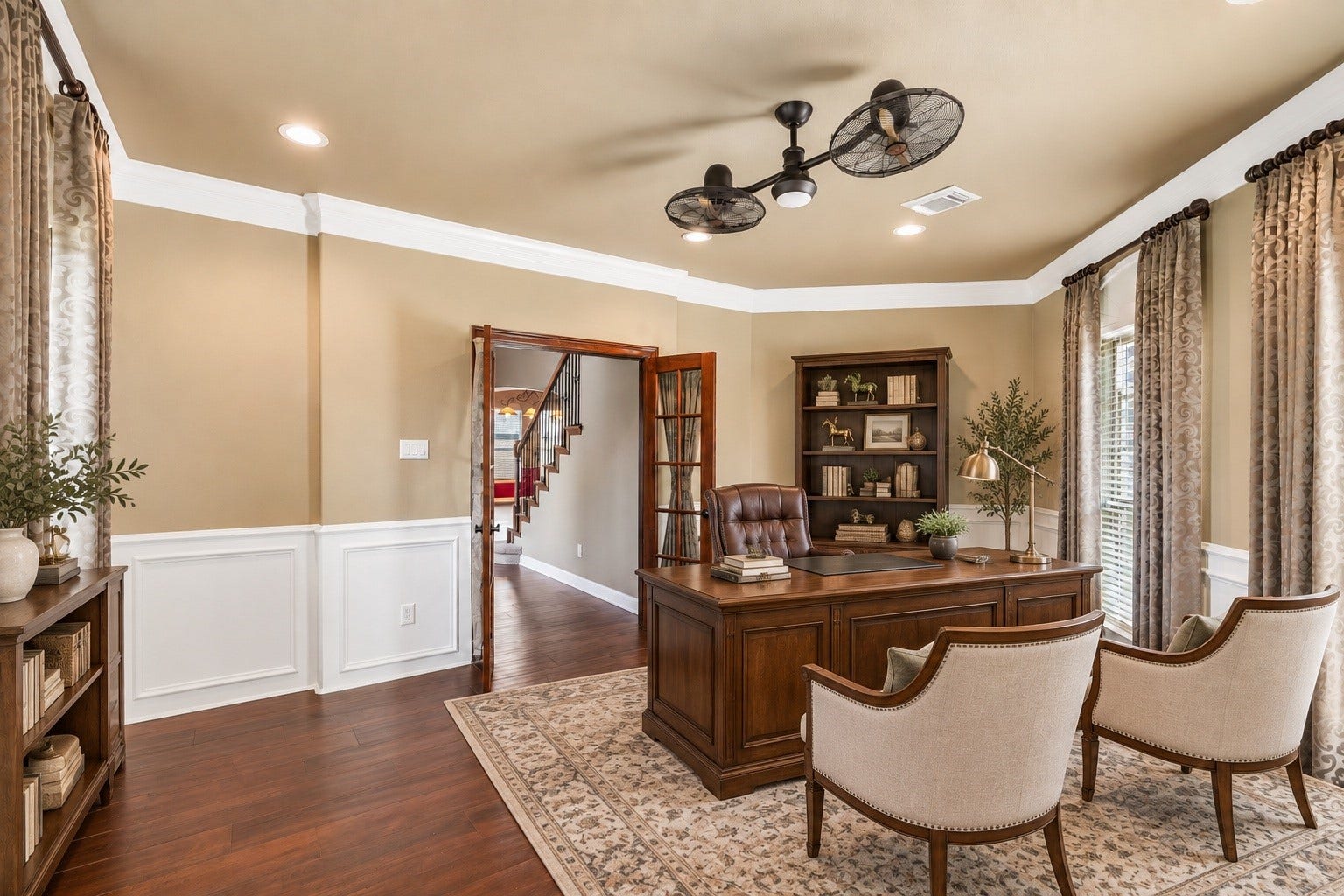 405 Old Orchard Drive, Dickinson, TX 77539 Virtually Staged-French doors and great natural lighting give the study a nice rich feel.