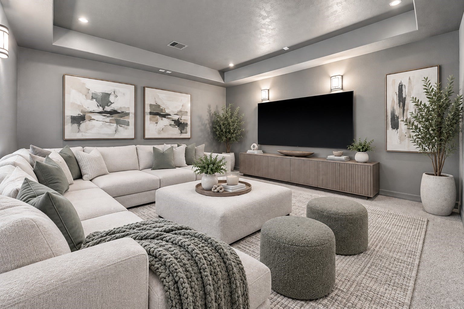 Family and friends can enjoy movie night or football games in the Media room. (Virtually staged picture).