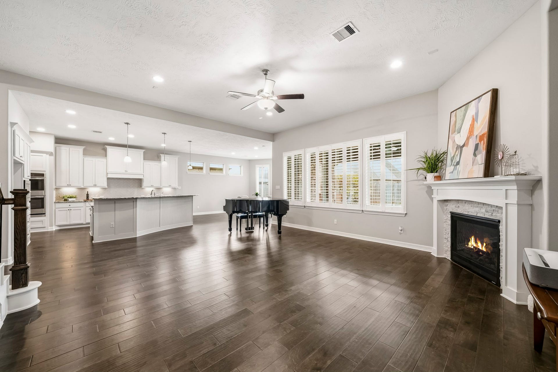 Family room open to the kitchen