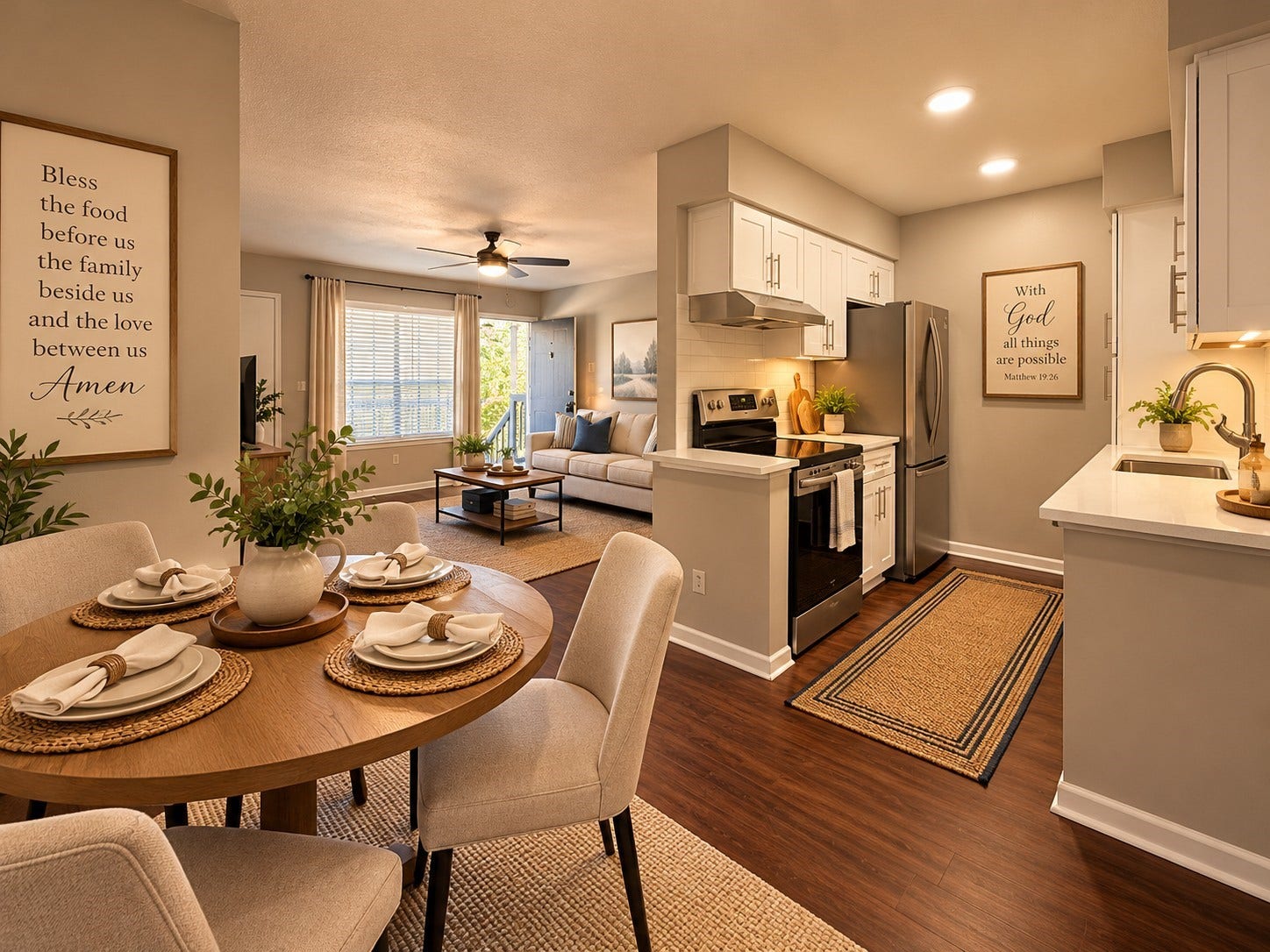 2250 Bering Drive, #40, Houston, TX 77057 Dining, Kitchen & Living Virtually Staged: Open-concept living and dining areas flow seamlessly into the updated kitchen, creating a comfortable and functional layout. Virtually staged to illustrate furniture placement and everyday living.