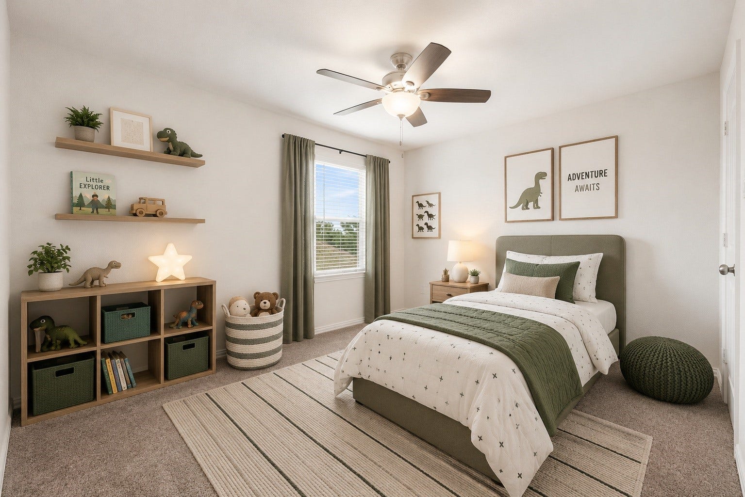 6418 Shadowbrook Hollow Trail, Katy, TX 77493 Each of the secondary bedrooms is generously sized, boasting neutral carpeting, independent ceiling fan cooling, fresh baseboard moldings, and single windows providing lots of natural light. Virtually staged.
