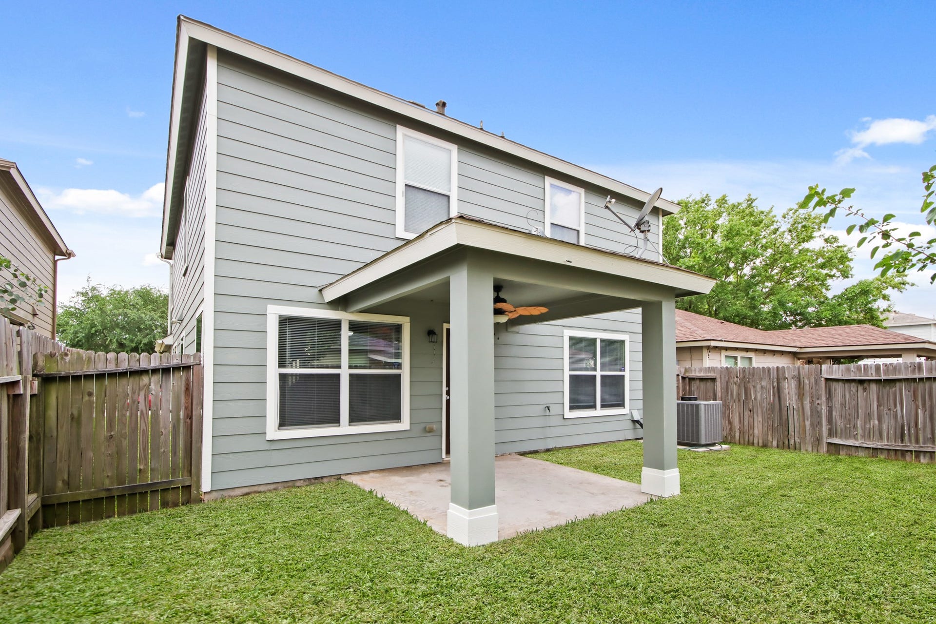 255 Silky Leaf Drive, Houston, TX 77073 The backyard features a solid board fence for more privacy.