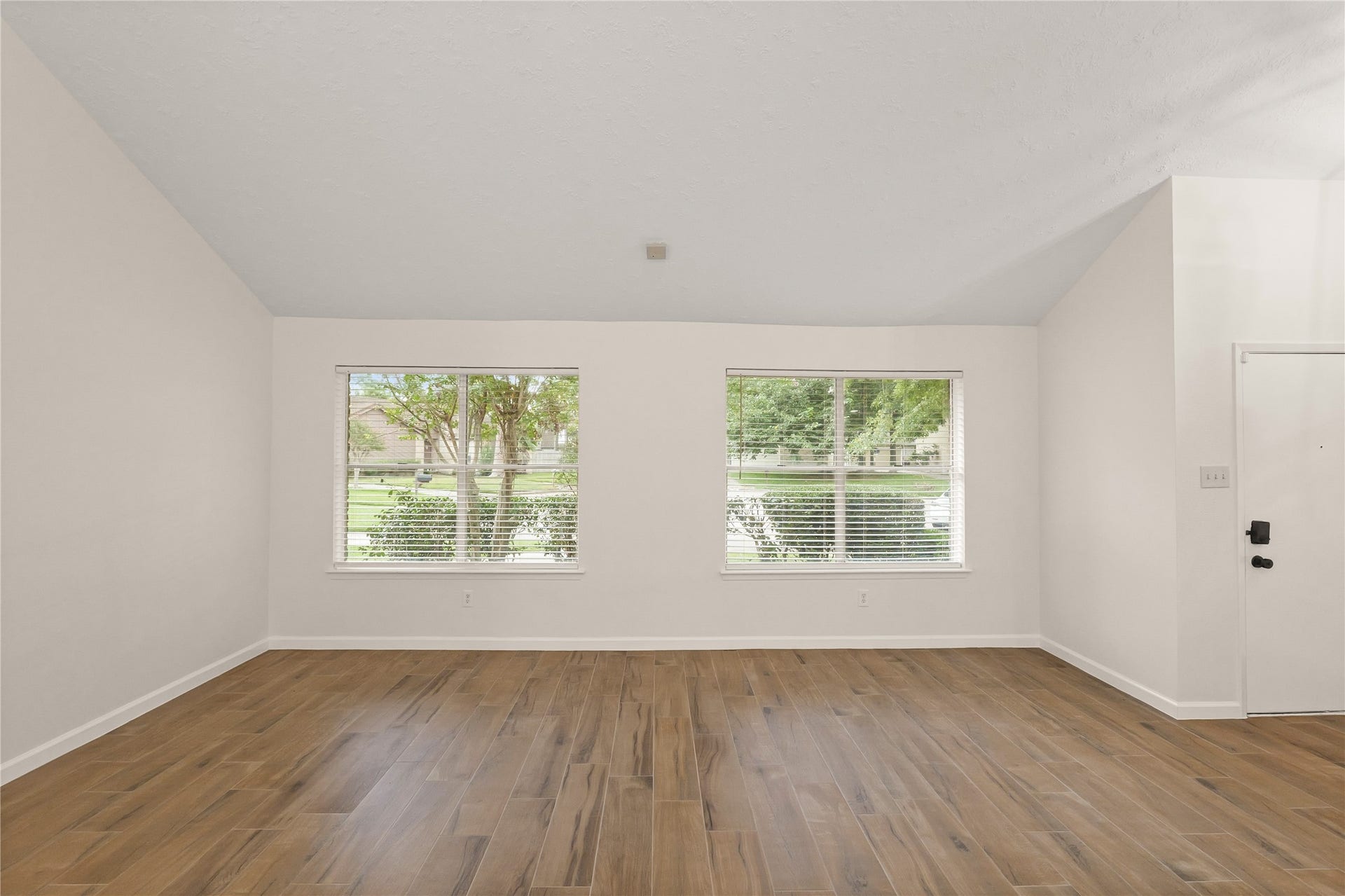 View of living room and front door