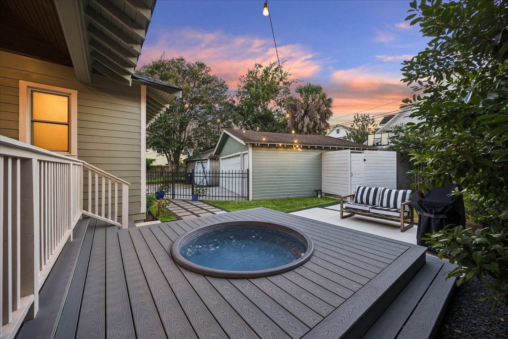 1635 Harvard Street, Houston, TX 77008 Welcome to your backyard oasis offering original covered back porch as well as extended patio with Cowboy Pool; new landscaping; and an outdoor shower!