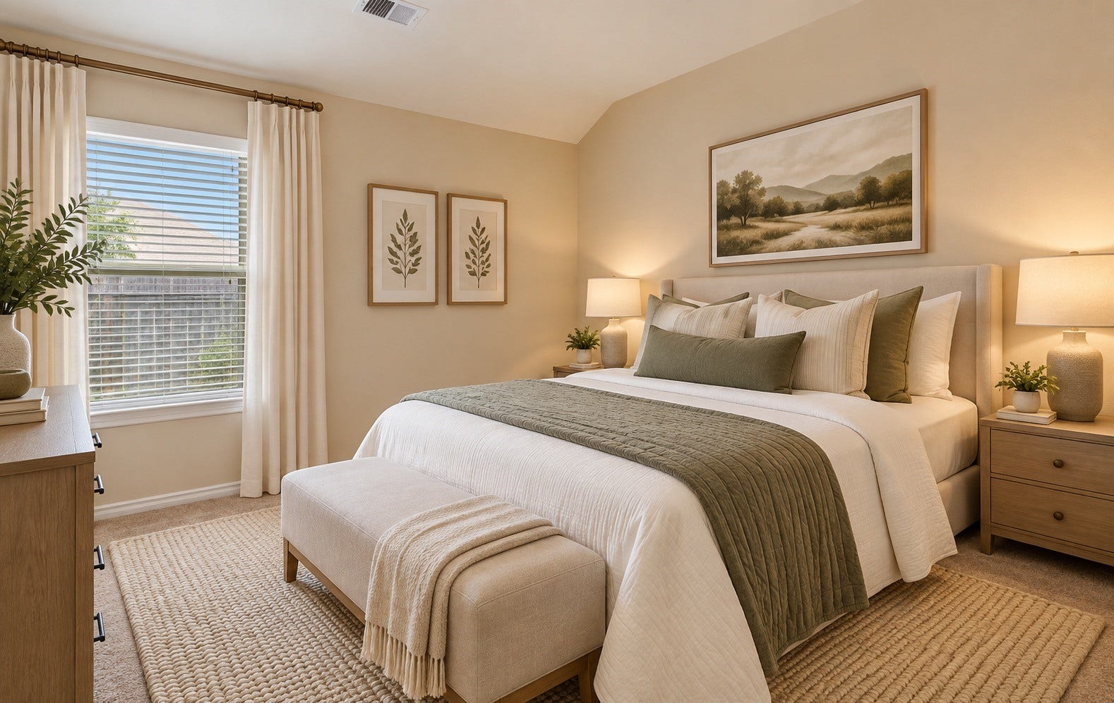 8746 Sunny Gallop Drive, Tomball, TX 77375 Bedroom number 2 with like plush carpeting, vaulted ceiling and fan. VIRTUALLY STAGED