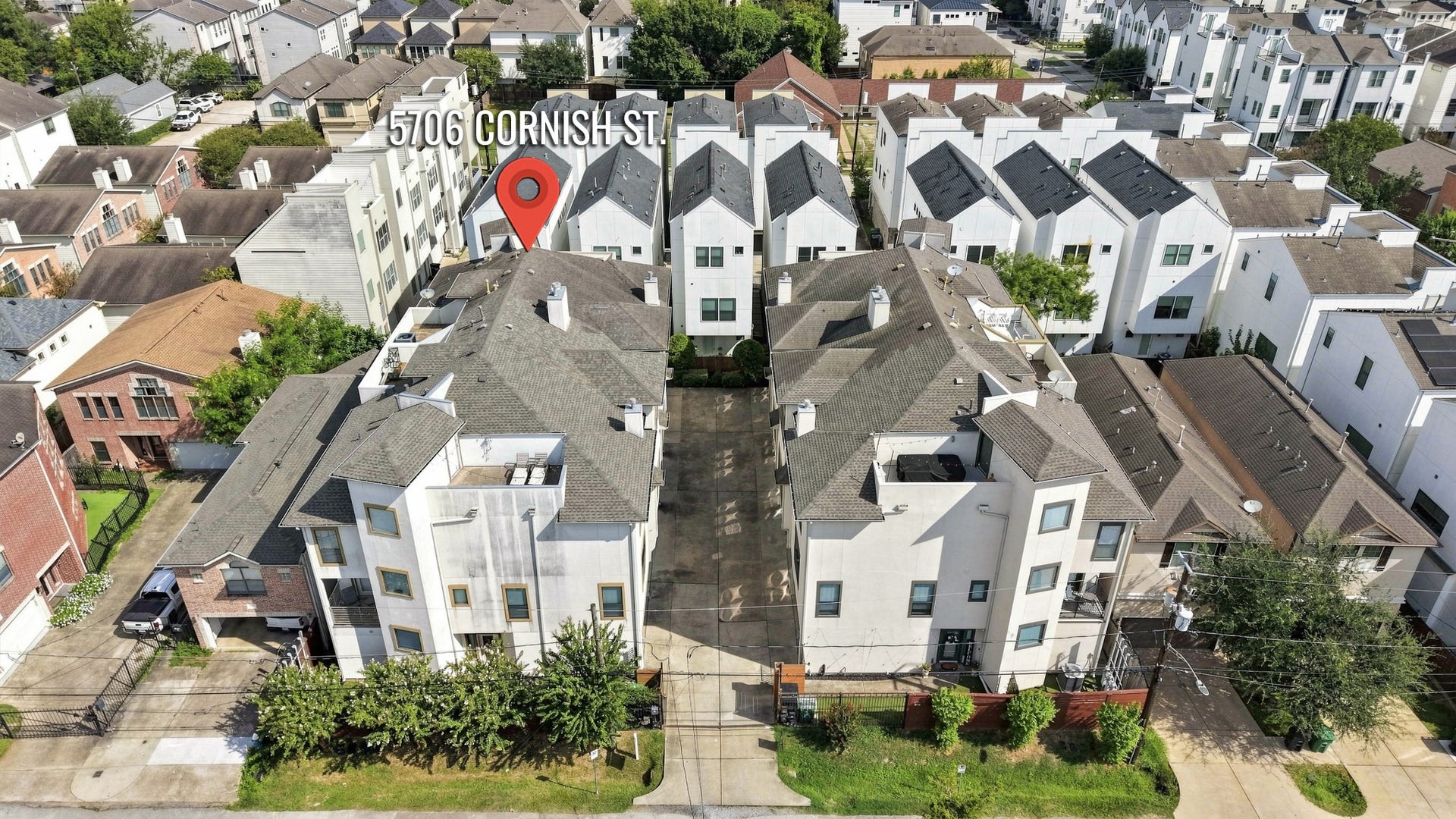 Aerial perspective highlighting the homes convenient location within Cottage Grove.