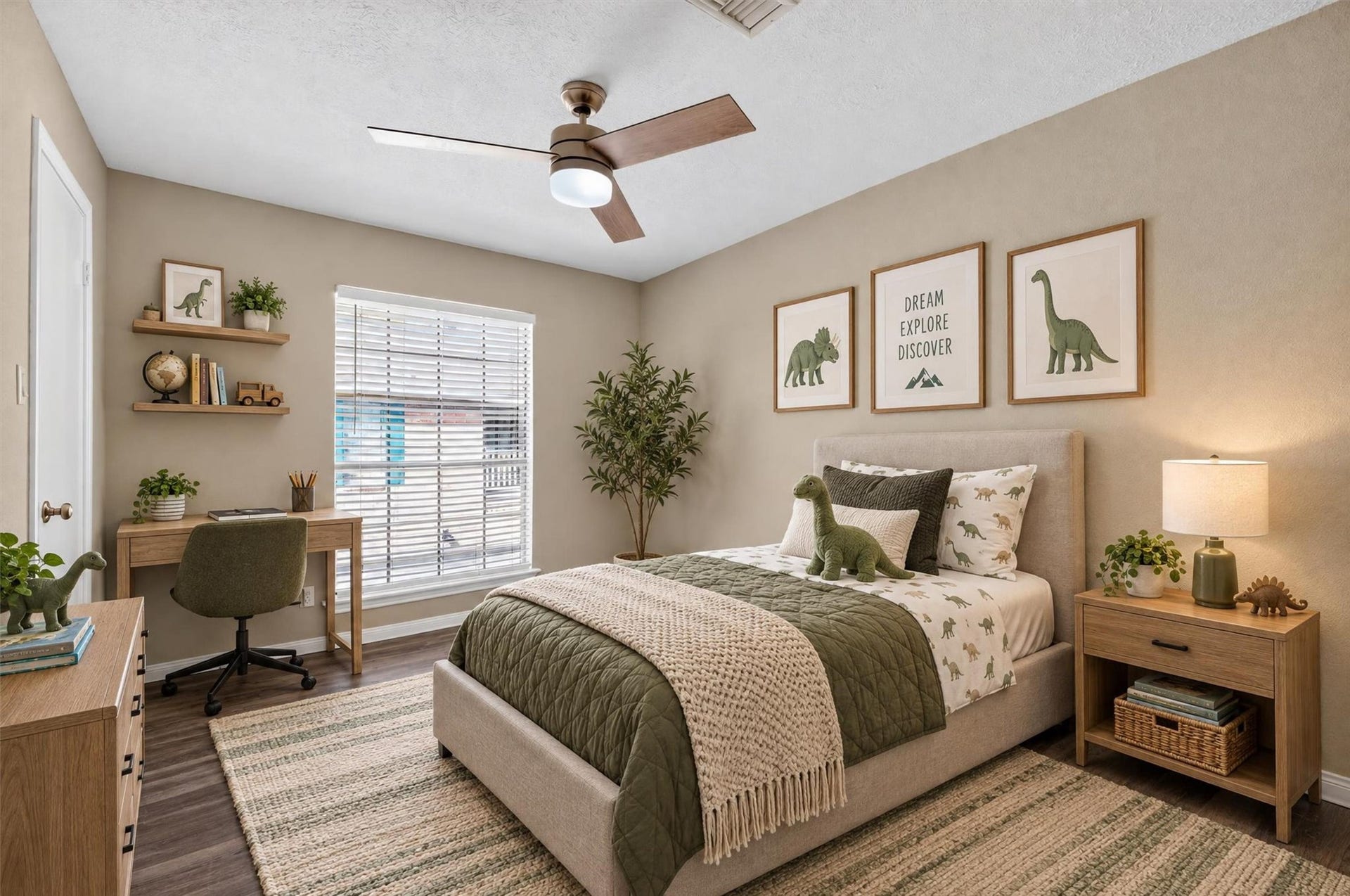 2220 Bering Drive, #12, Houston, TX 77057 Secondary bedroom with natural light and space for a desk or reading nook. Virtually staged.