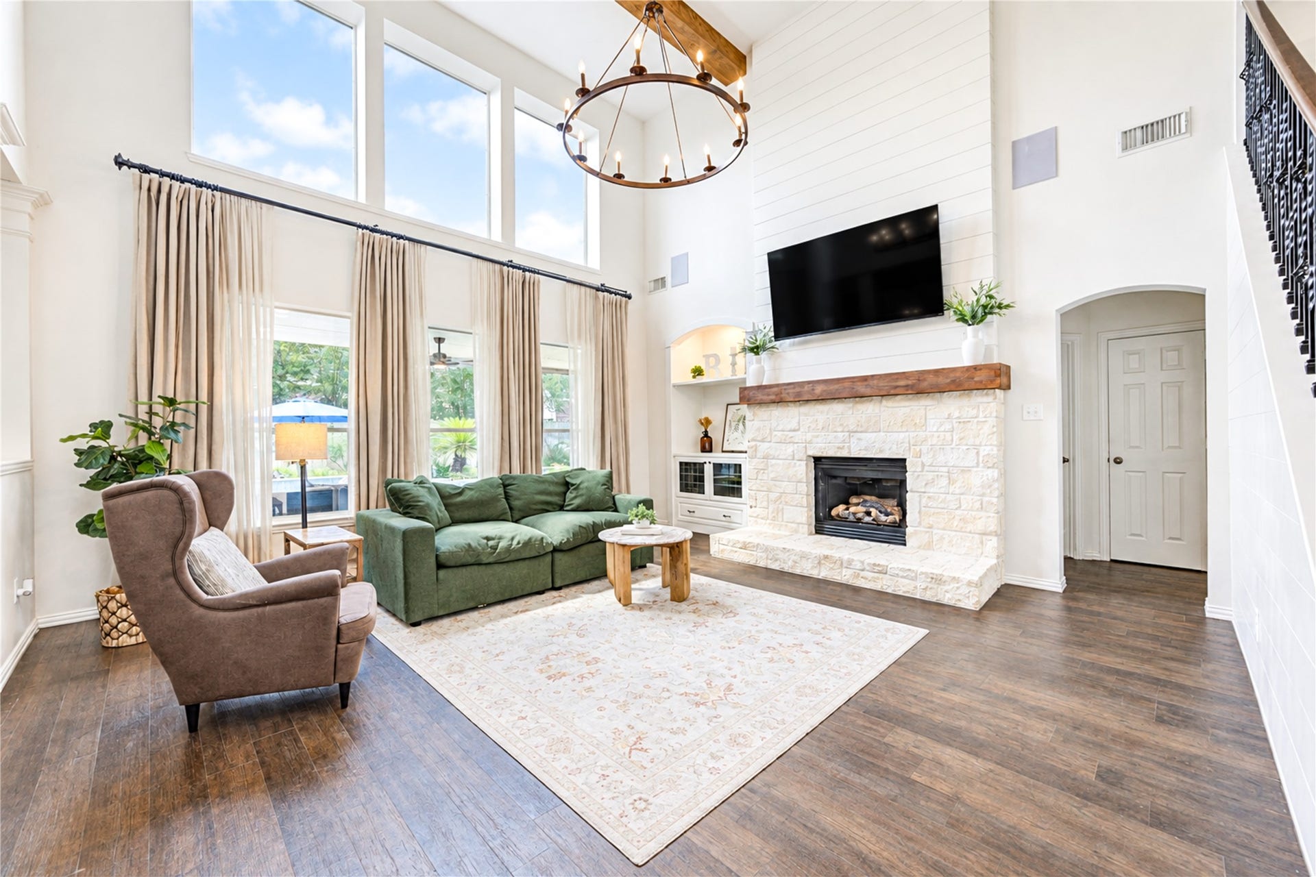28019 Longspur Drive, Katy, TX 77494 Good size family room with gas log fireplace.