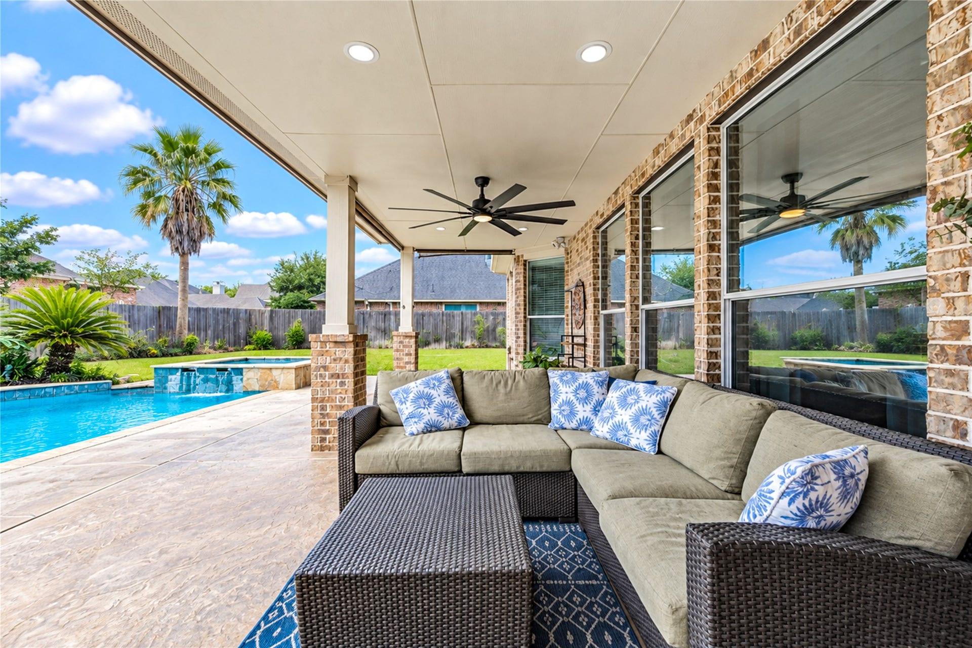 28019 Longspur Drive, Katy, TX 77494 Covered porch with fan and room for patio furniture.