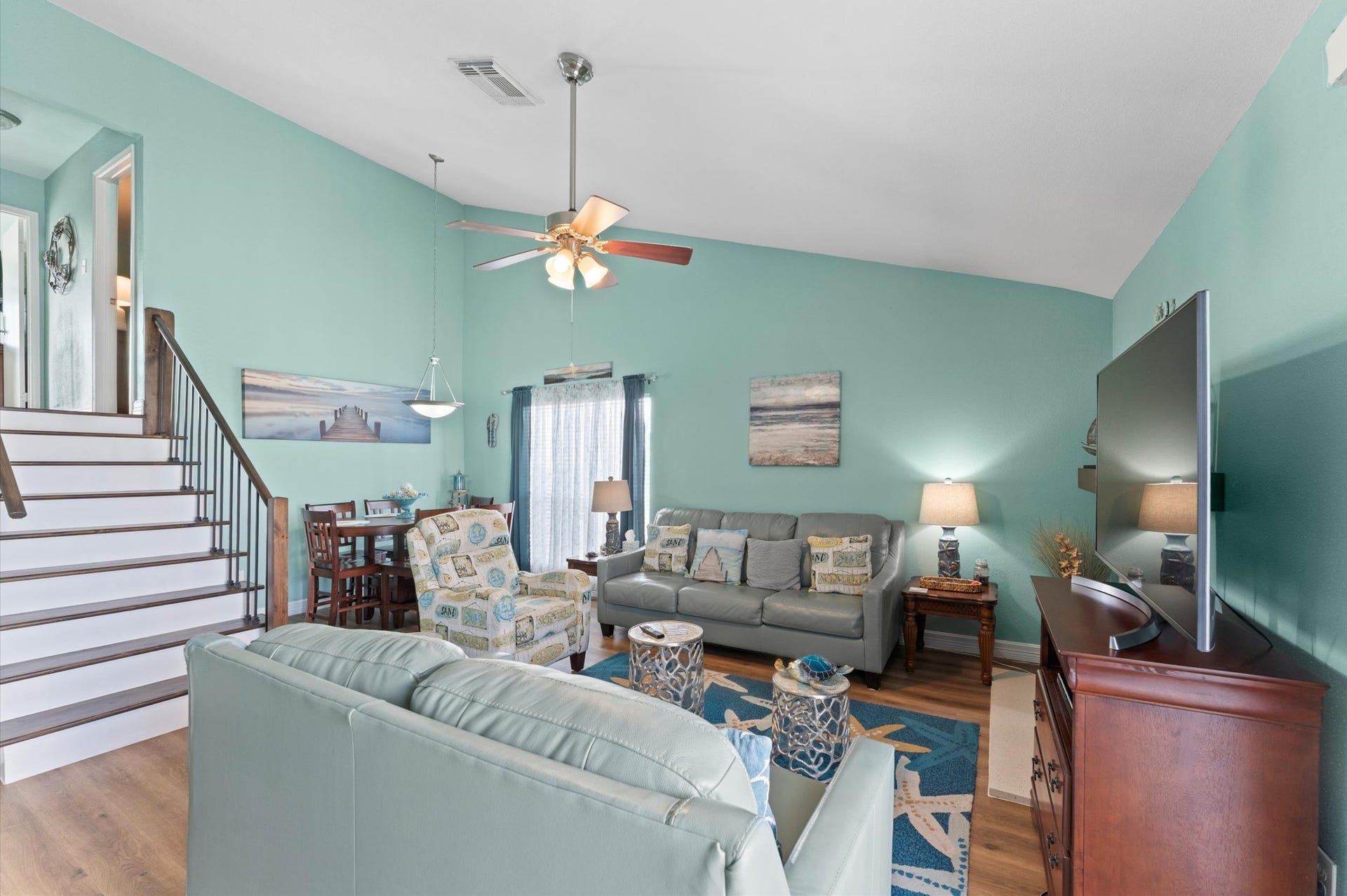 The vaulted ceiling sets the tone for your new home:  Enjoy extra light, a sense of calm, luxury, and warmth! Vaulted ceilings add an airy, open feel that elevates the entire living space.