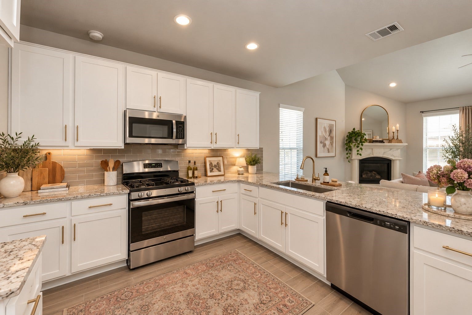 Located on the first floor, this spacious kitchen overlooks the living area, creating an open-concept layout ideal for entertaining and everyday living. Generous counter space and cabinetry offer plenty of room to cook, gather, and make the space your own. *This is virtually staged to illustrate potential layout.