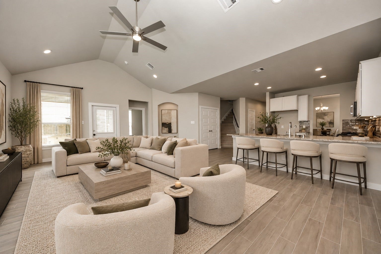 Abundant natural light flows throughout the home, highlighting the spacious living areas and creating a bright, welcoming atmosphere. *This is virtually staged to illustrate potential layout.