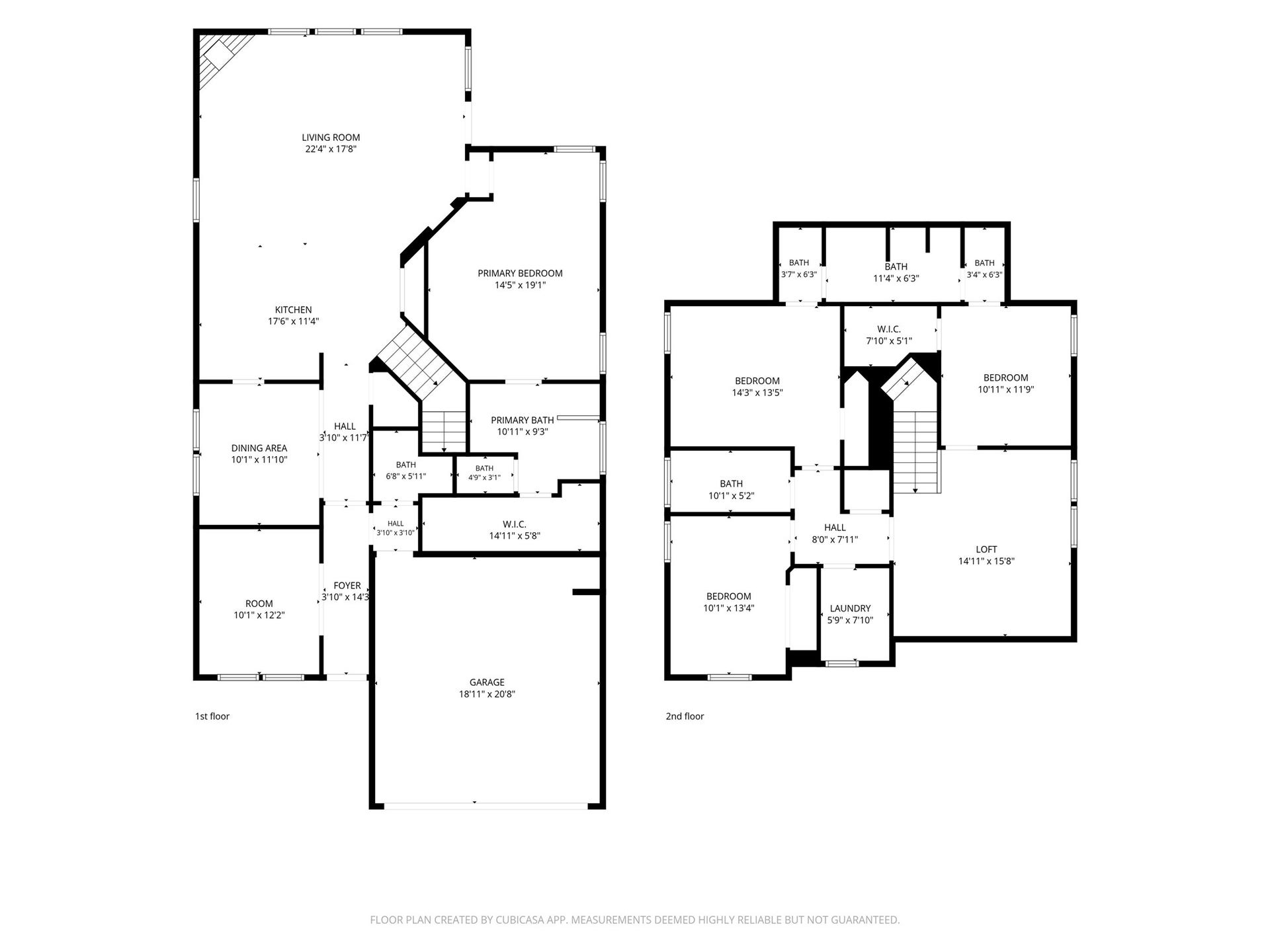 Spacious two-story home featuring a large living room, open kitchen, and primary bedroom on the first floor. Upstairs includes three additional bedrooms, a loft, and convenient laundry area.