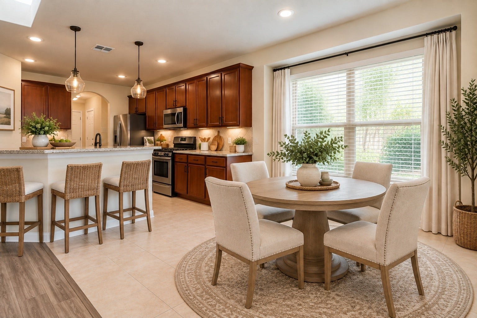 17634 Yorkhill Court, Richmond, TX 77407 Breakfast Area with long window seat and breakfast bar seating. *Virtually Staged