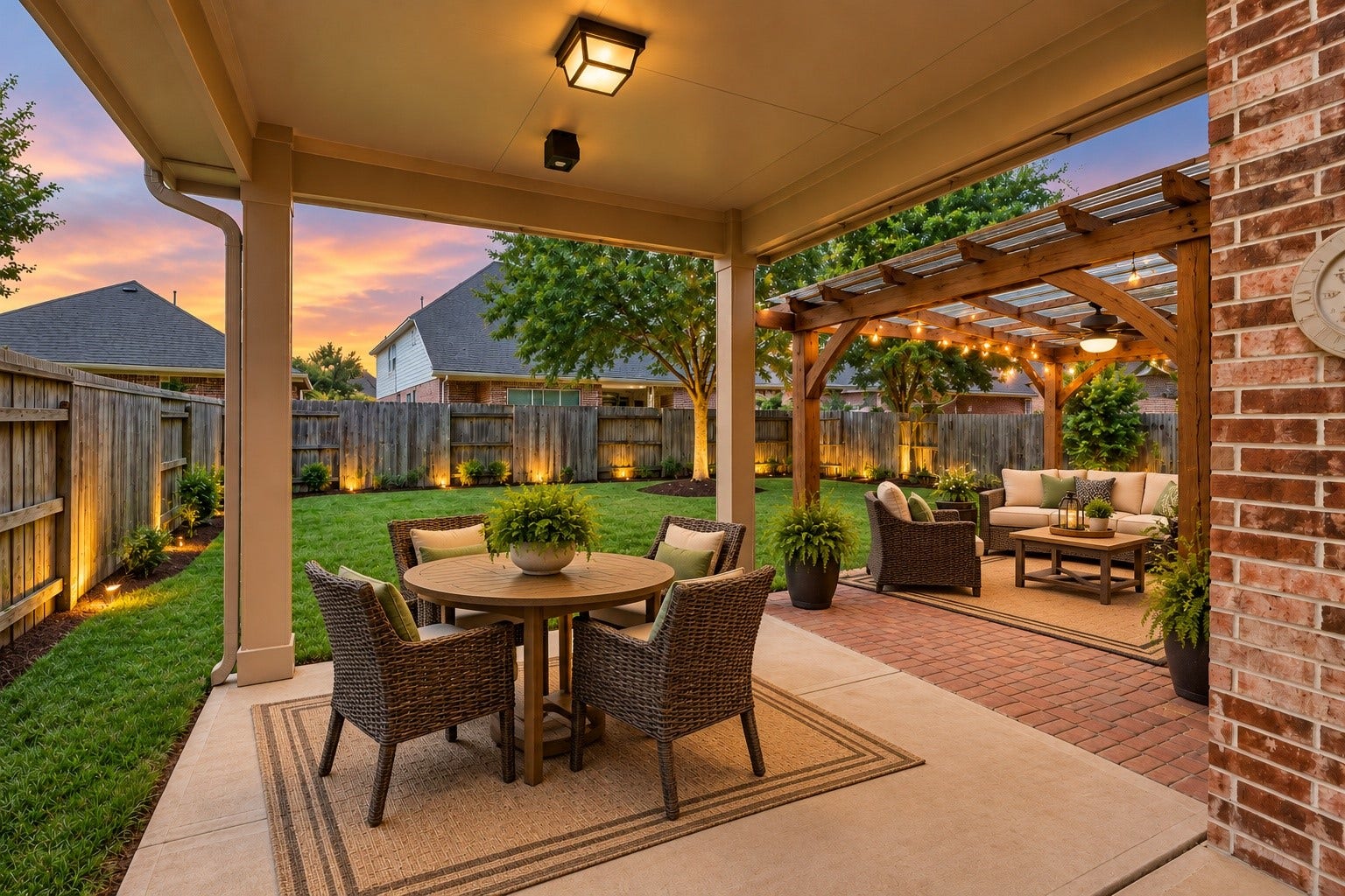 17634 Yorkhill Court, Richmond, TX 77407 Another section of the covered back patio - this makes the perfect outside dining experience. *Virtually Staged