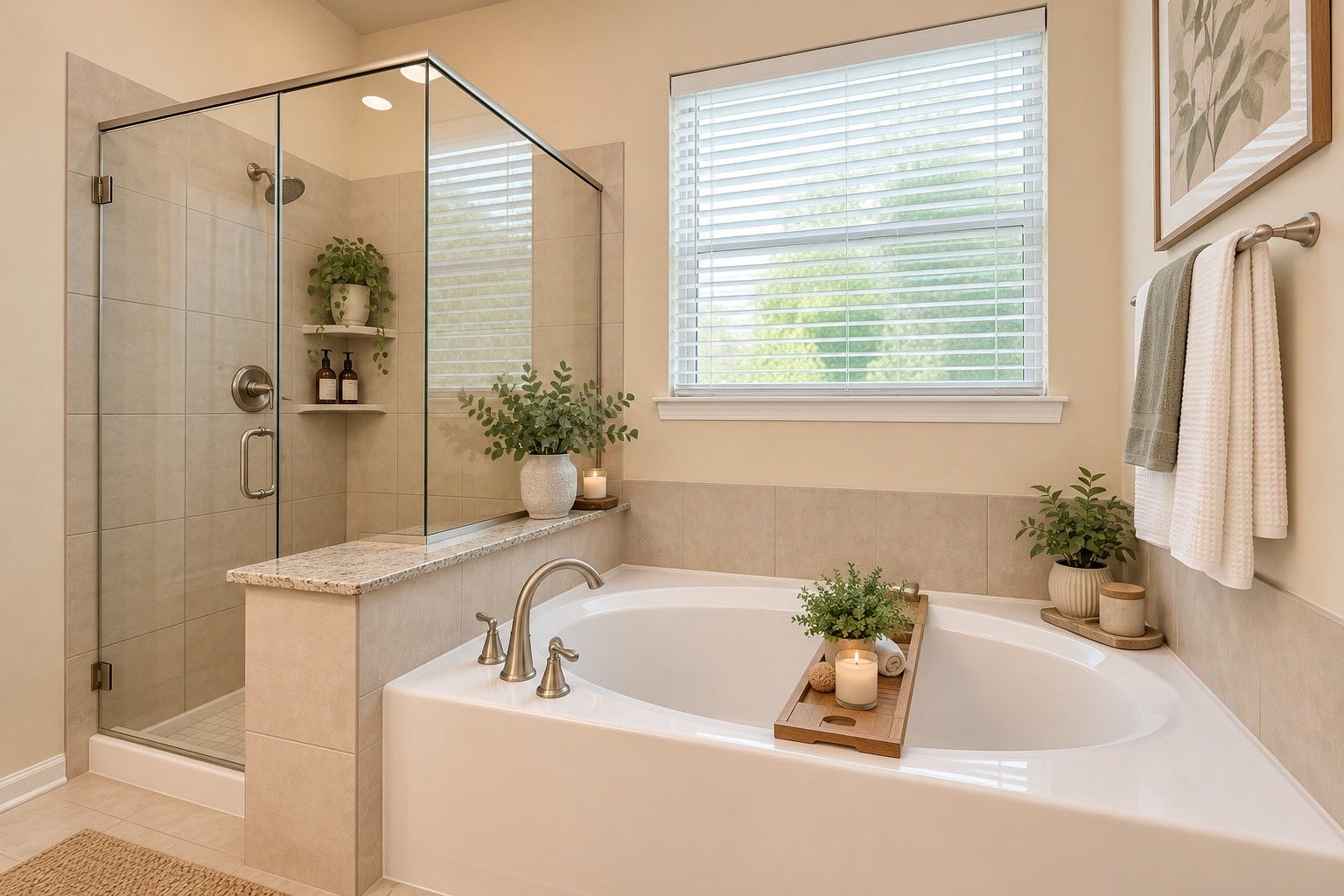 17634 Yorkhill Court, Richmond, TX 77407 Primary Bathroom is so spa-like with large soaking tub and separate shower. *Virtually Staged