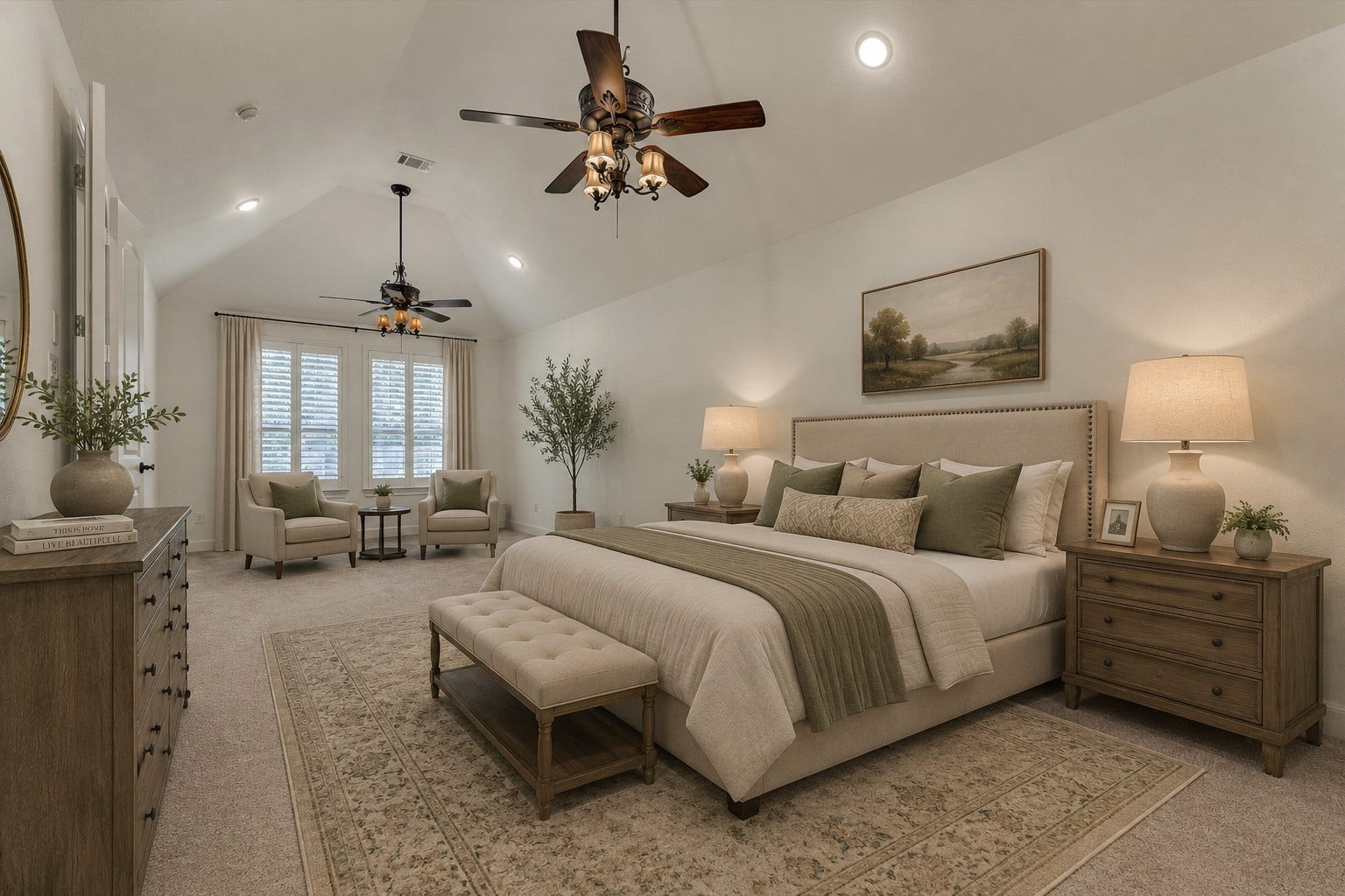 11 S Sandbells Park Lane, Montgomery, TX 77316 *This photo has been virtually staged* Secluded owner's retreat boasts superb space, a high ceiling, and windows overlooking the private backyard retreat!