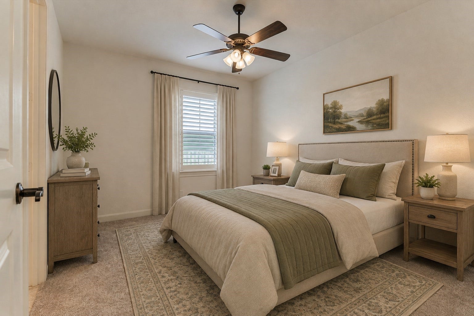 11 S Sandbells Park Lane, Montgomery, TX 77316 *This photo is virtually staged* Secondary bedroom #2 is spacious with plush carpeting, ceiling fan, and closet.
