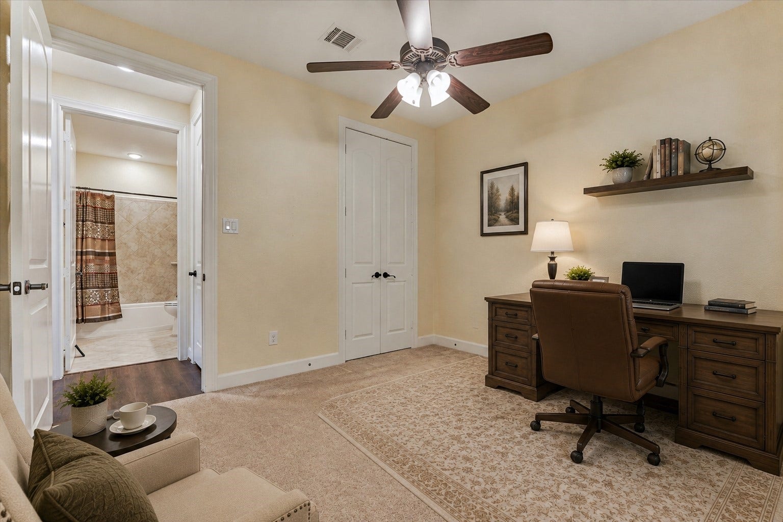 11 S Sandbells Park Lane, Montgomery, TX 77316 *This photo is virtually staged* Secondary bedroom #1 with double doors to the closet.