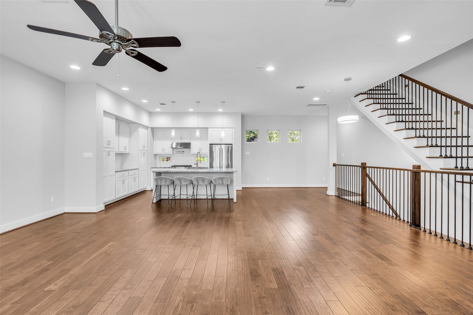 3309 Jefferson Street, #C, Houston, TX 77003 View of the living room area showcasing an open, versatile space with a clean layout that can be arranged to suit different furniture styles and everyday living needs.