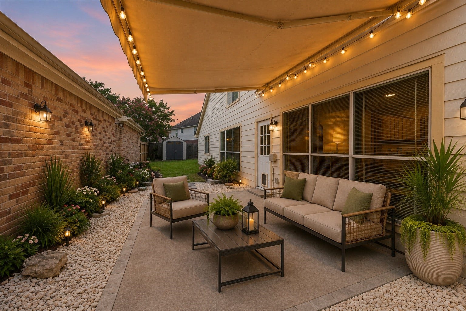 3806 Crystal Falls Drive, Missouri City, TX 77459 Virtually staged to showcase the patios potential as an inviting outdoor entertaining and conversation area.