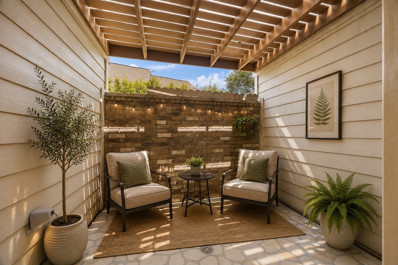 3806 Crystal Falls Drive, Missouri City, TX 77459 Virtually Staged - Unique private atrium offers the perfect opportunity to create a tranquil indoor-outdoor garden retreat.